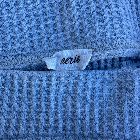 aerie waffle knit wide leg flare leg y2k 2000s fold over sweatpants lounge pant - Picture 6 of 8